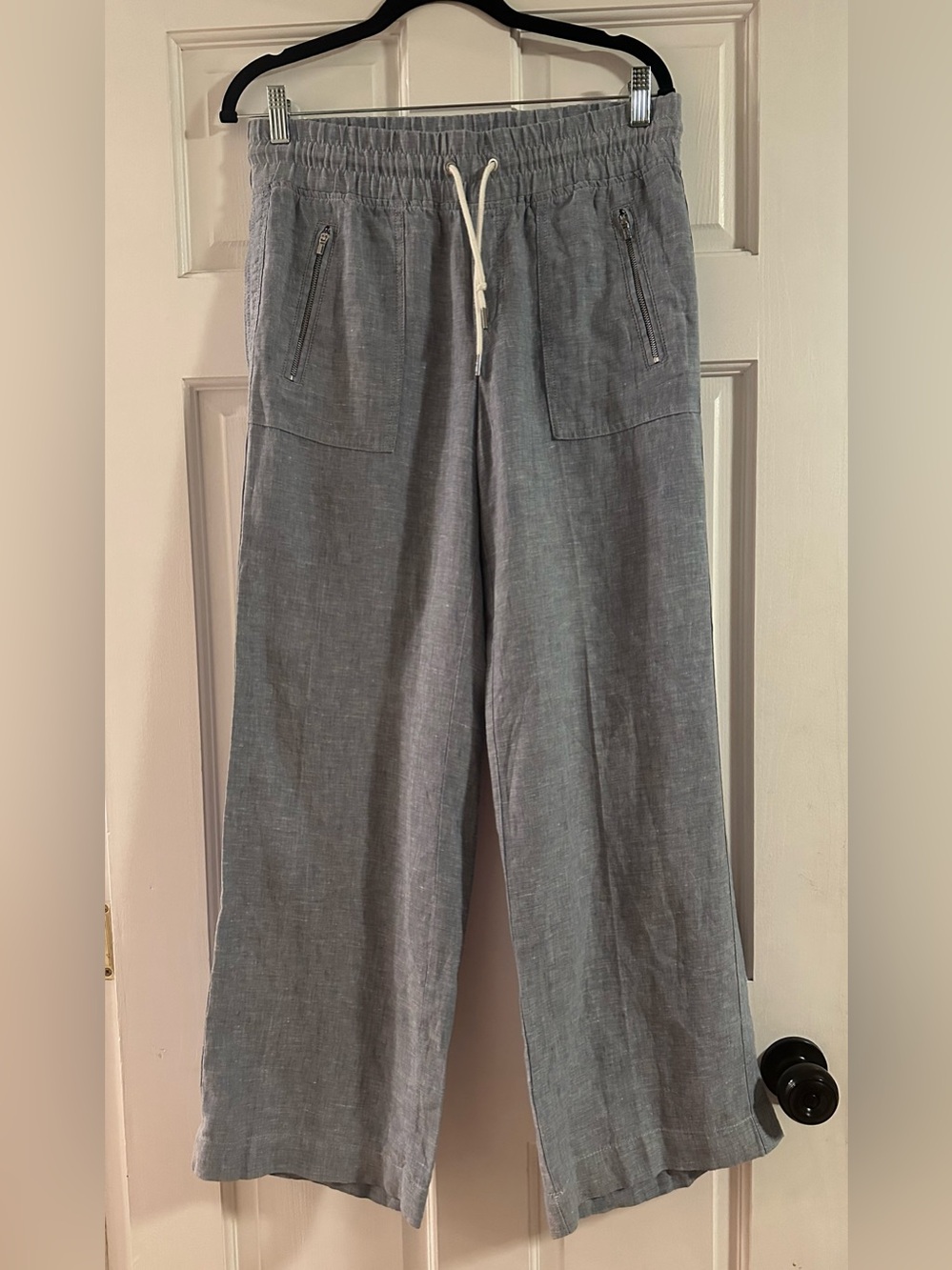 Athleta Cabo Linen Wide Leg Pants Chambray Blue Size 4 - Picture 4 of 10